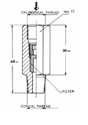 Fitting with filter for feeder line